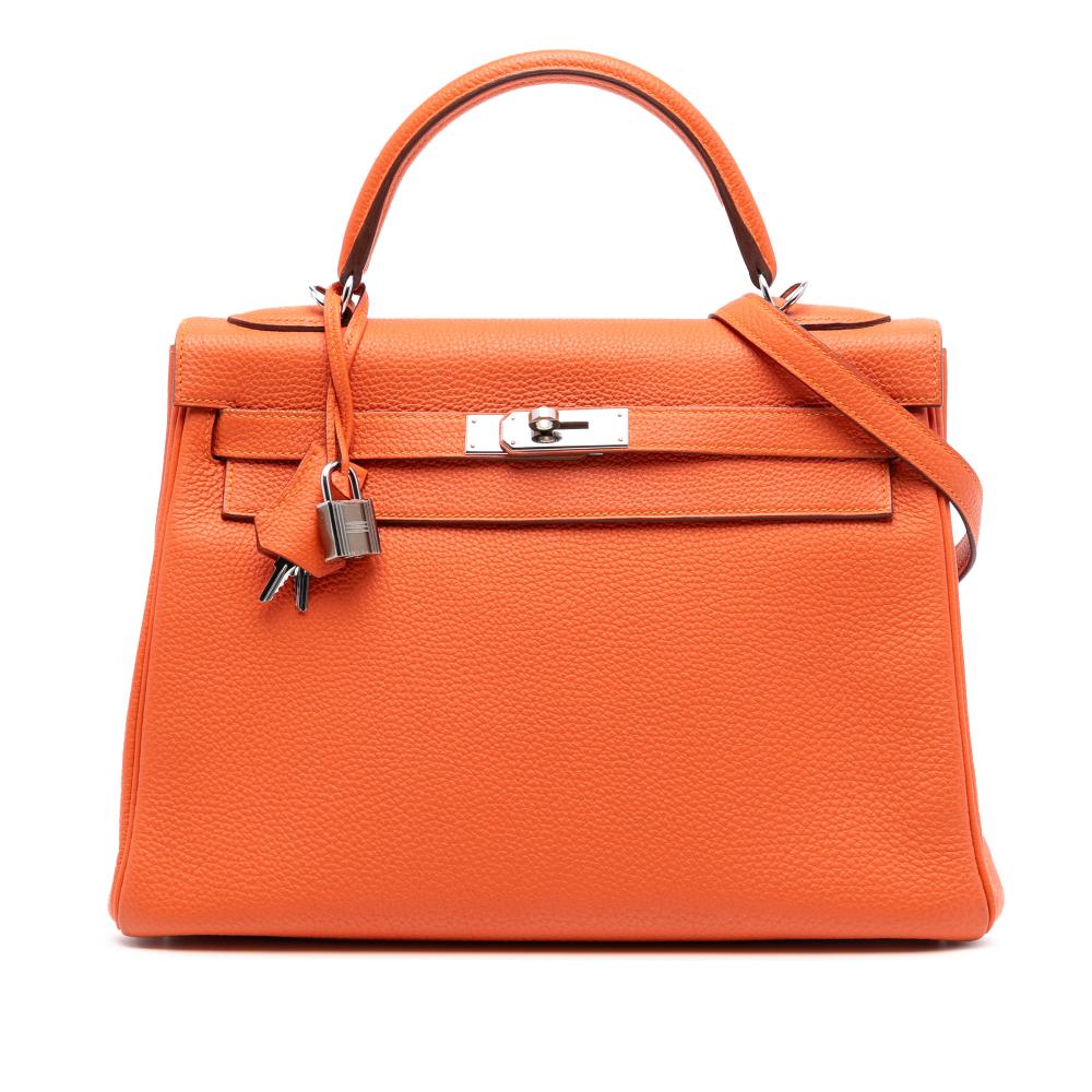 Hermès B Hermès Orange Dark Orange Calf Leather Togo Kelly II Retourne 32 France