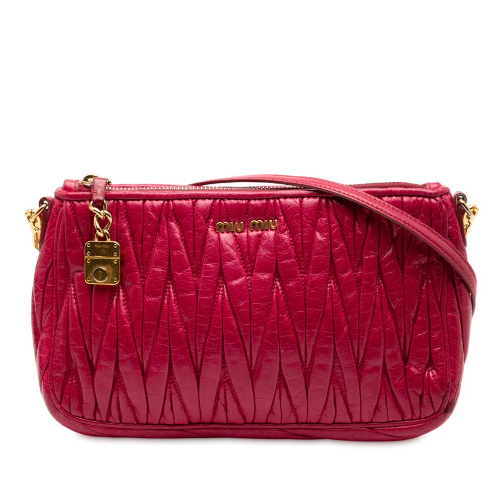Miu Miu B Miu Miu Pink Dark Pink Calf Leather Matelasse Shoulder Bag Turkey