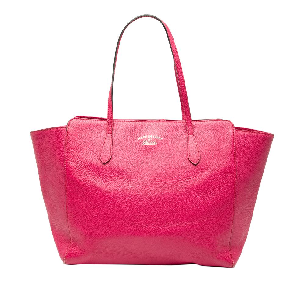 Gucci B Gucci Pink Dark Pink Calf Leather Medium Swing Tote Italy