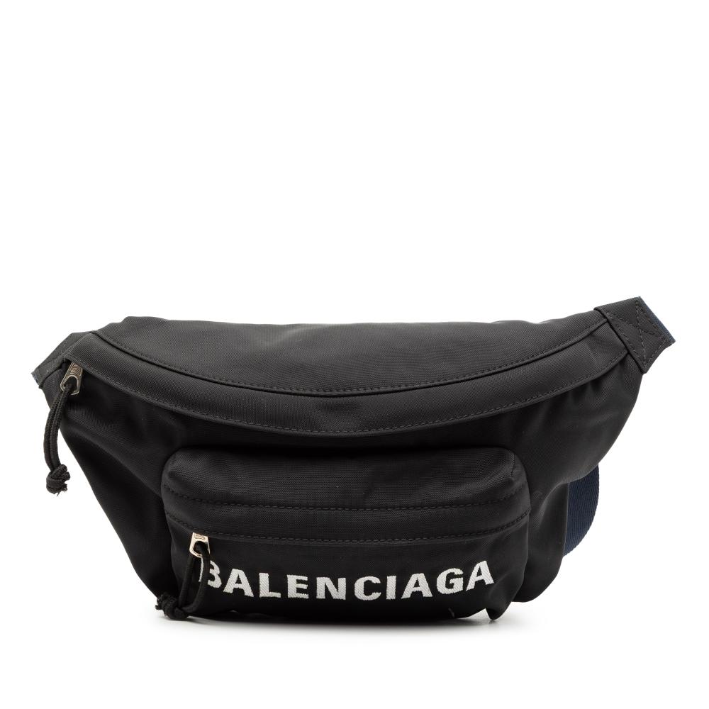 Balenciaga AB Balenciaga Black Nylon Fabric Logo Wheel Belt Bag Italy