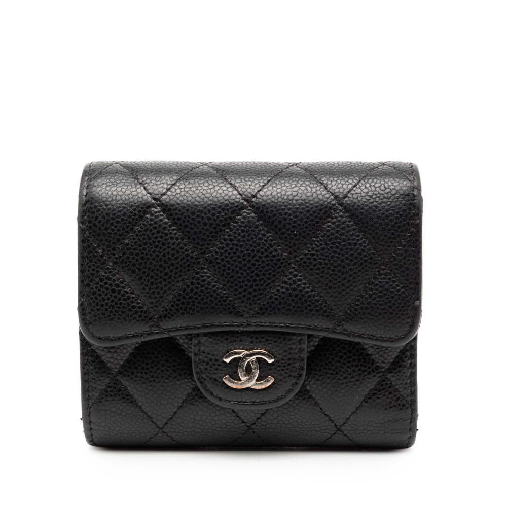 Chanel B Chanel Black Caviar Leather Leather Classic Caviar Trifold Flap Wallet Spain
