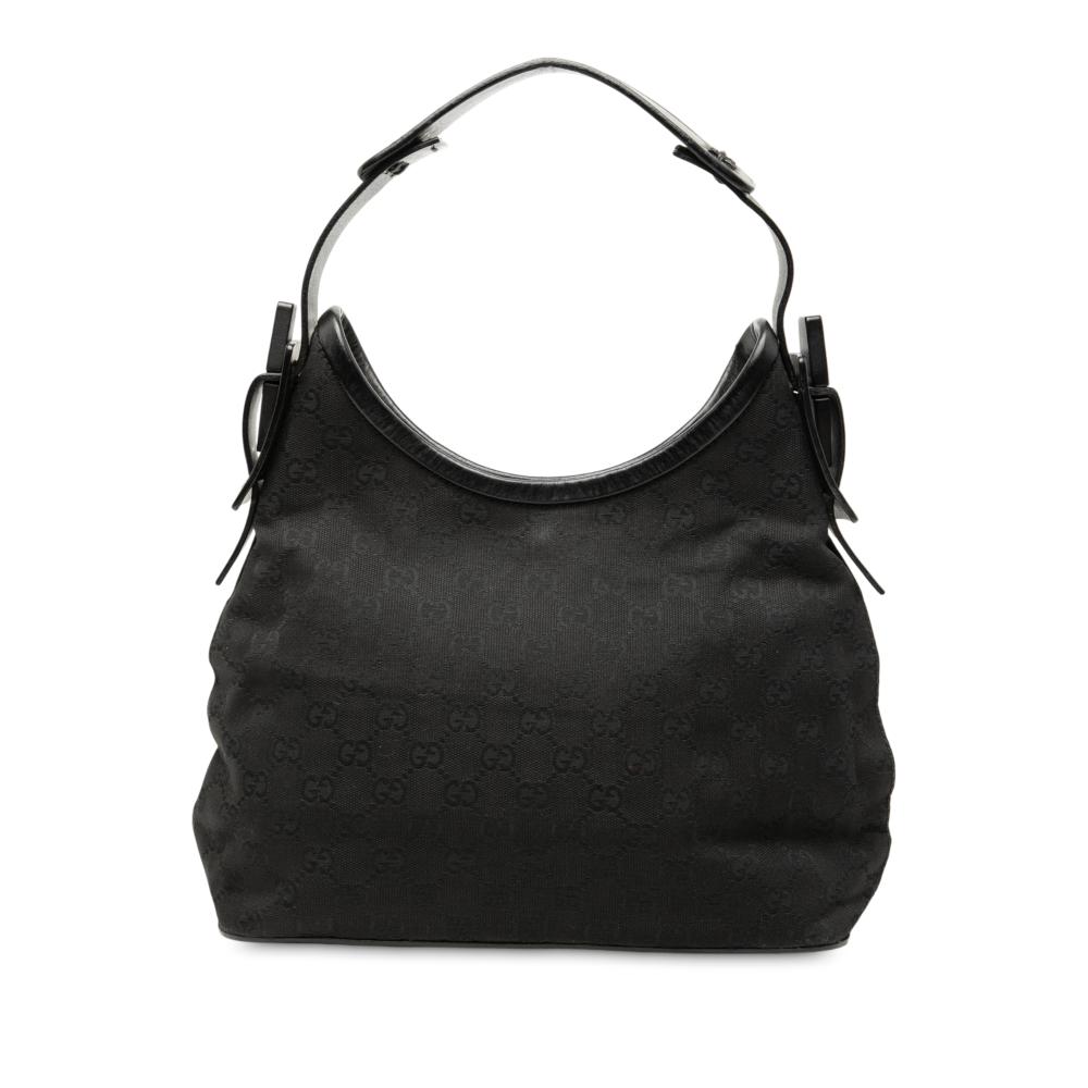 Gucci B Gucci Black Canvas Fabric GG Shoulder Bag Italy