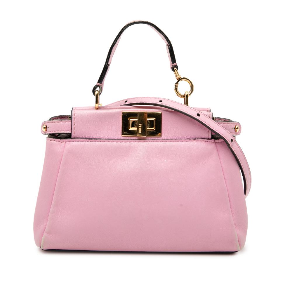 Fendi B Fendi Pink Calf Leather Micro Peekaboo Satchel Italy