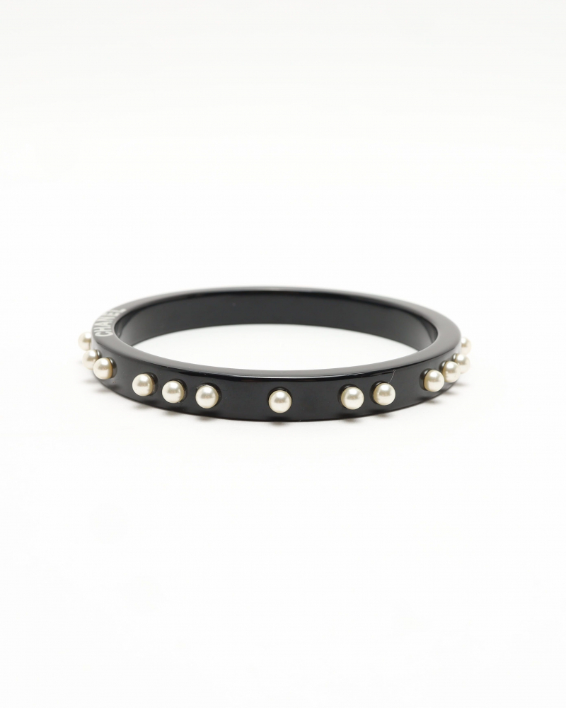 Chanel Logo Resin Pearl Bangle