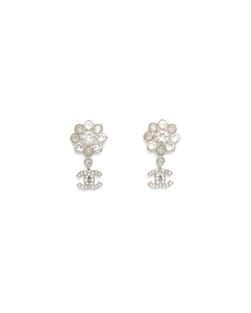 Chanel Coco Mark Dangling Rhinestone Earrings