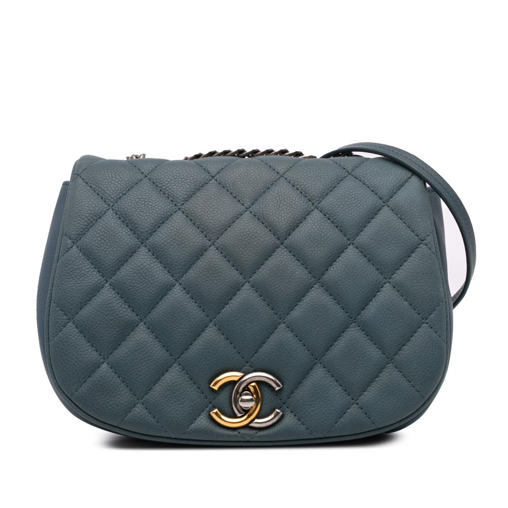 Chanel B Chanel Blue Navy Caviar Leather Leather Small Quilted Caviar Casual Pocket Flap Italy