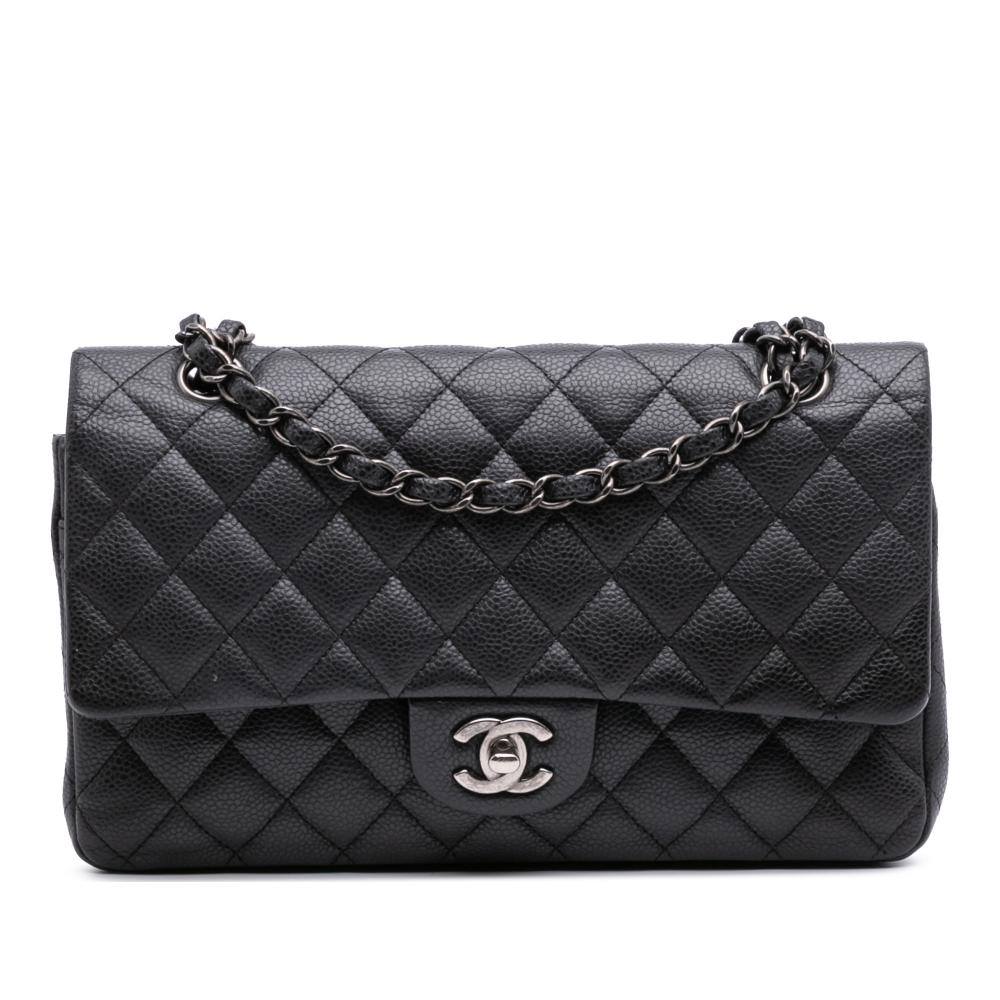Chanel B Chanel Black Caviar Leather Leather Medium Classic Caviar Double Flap France