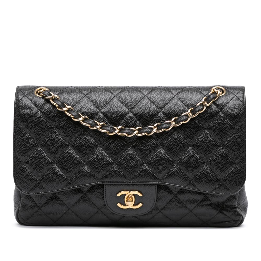 Chanel B Chanel Black Caviar Leather Leather Jumbo Classic Caviar Double Flap Italy