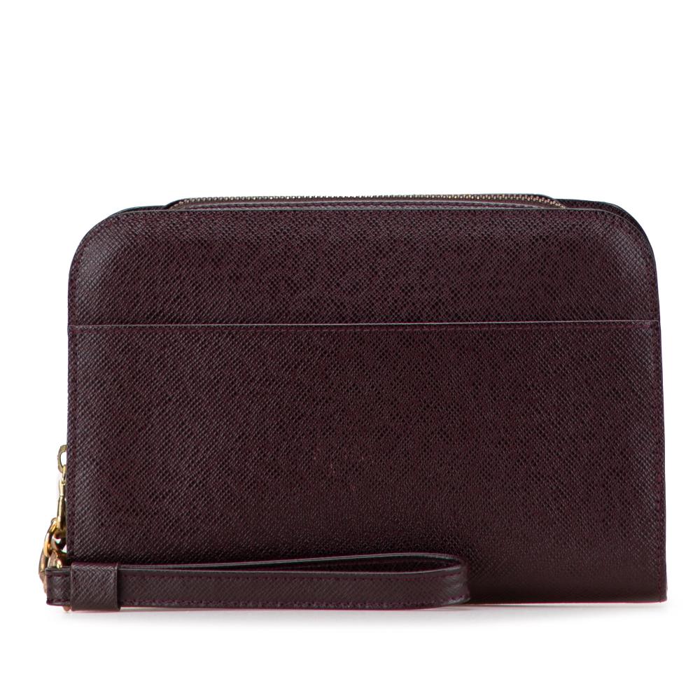 Louis Vuitton B Louis Vuitton Red Bordeaux Taiga Leather Leather Taiga Pochette Baikal France