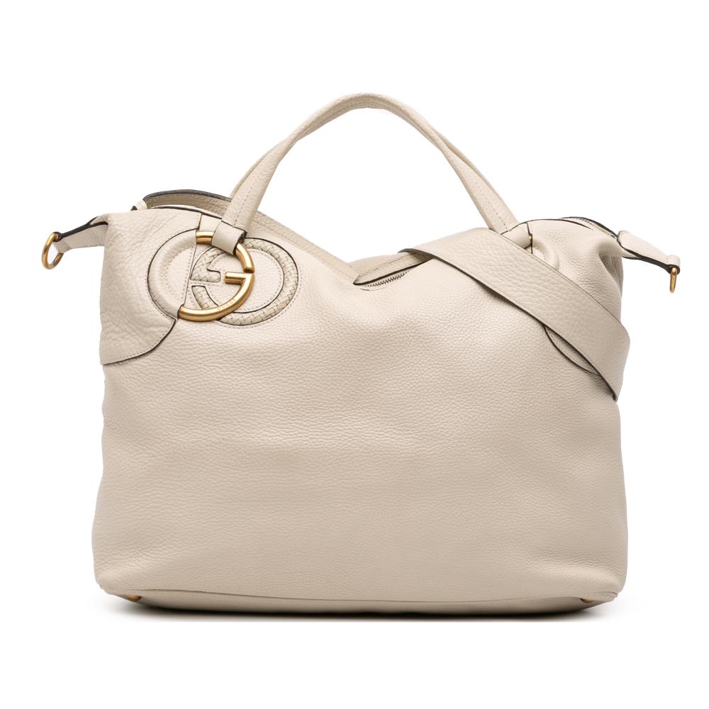 Gucci B Gucci White Ivory Calf Leather Twill Satchel Italy