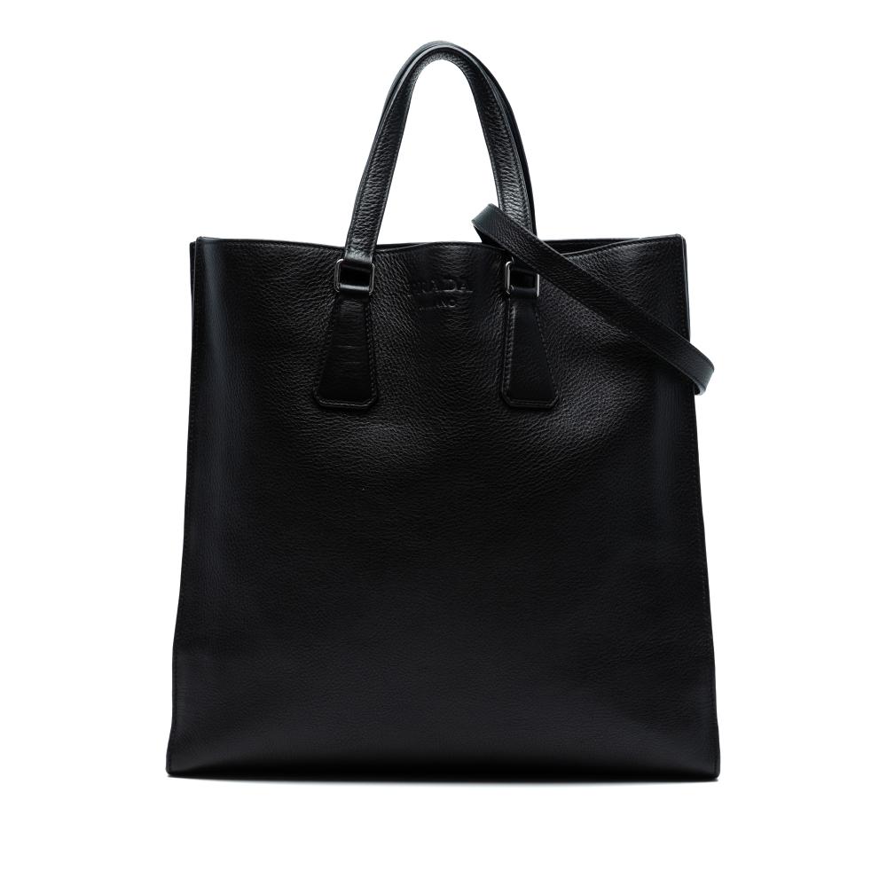 Prada B Prada Black Calf Leather Vitello Phenix Open Convertible Tote India