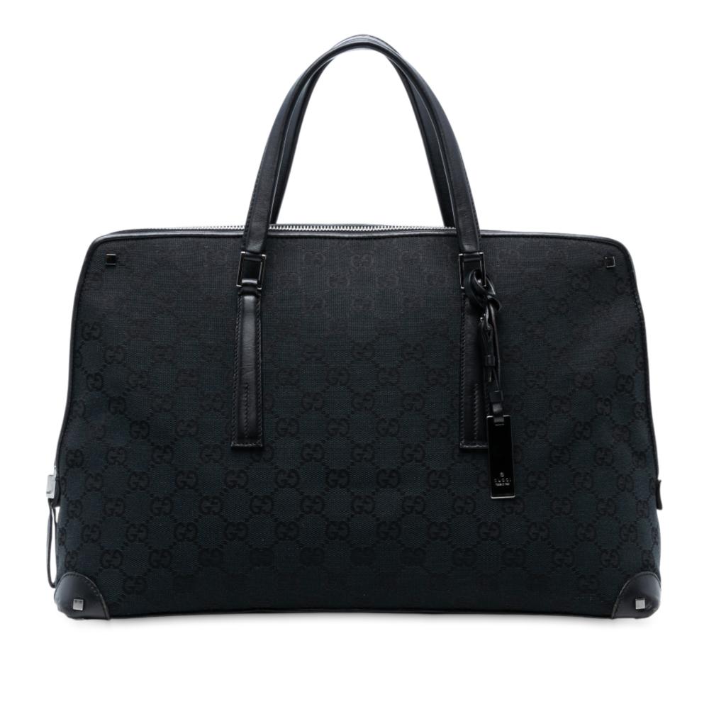 Gucci B Gucci Blue Navy Canvas Fabric GG Handbag Italy