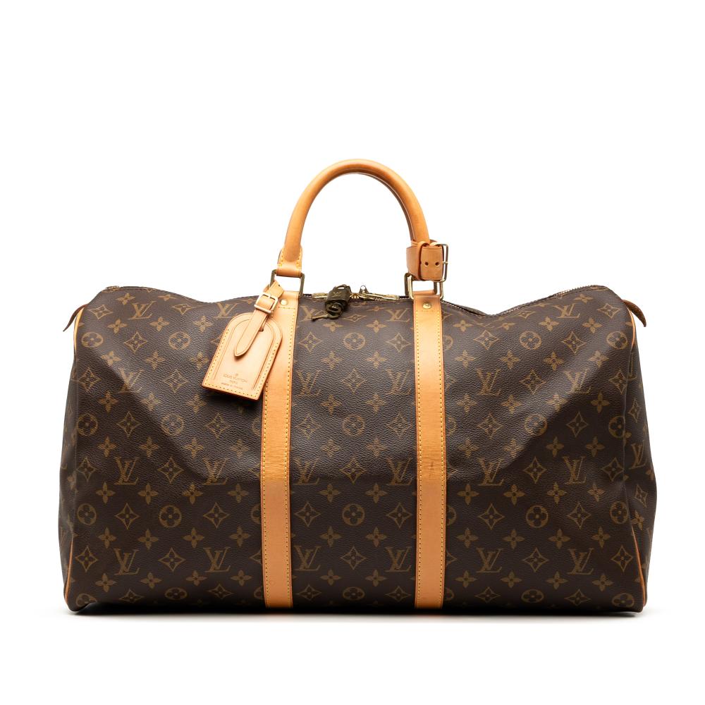 Louis Vuitton B Louis Vuitton Brown Monogram Canvas Fabric Monogram Keepall 50 France