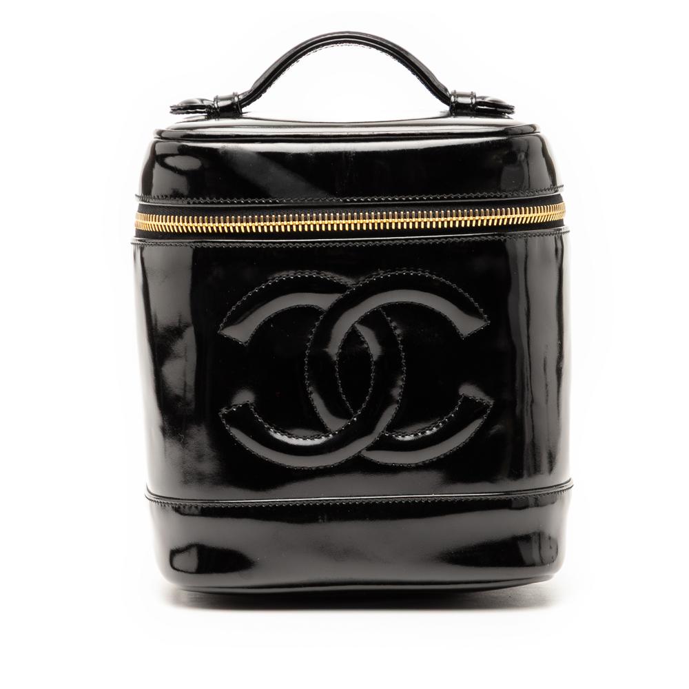 Chanel B Chanel Black Patent Leather Leather CC Patent Vanity Bag France