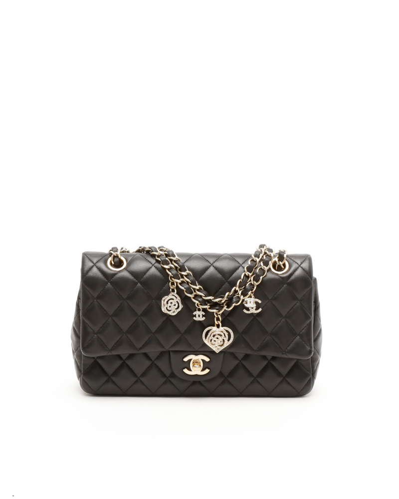 Chanel Classic Medium Valentines Heart Charm Single Flap Bag