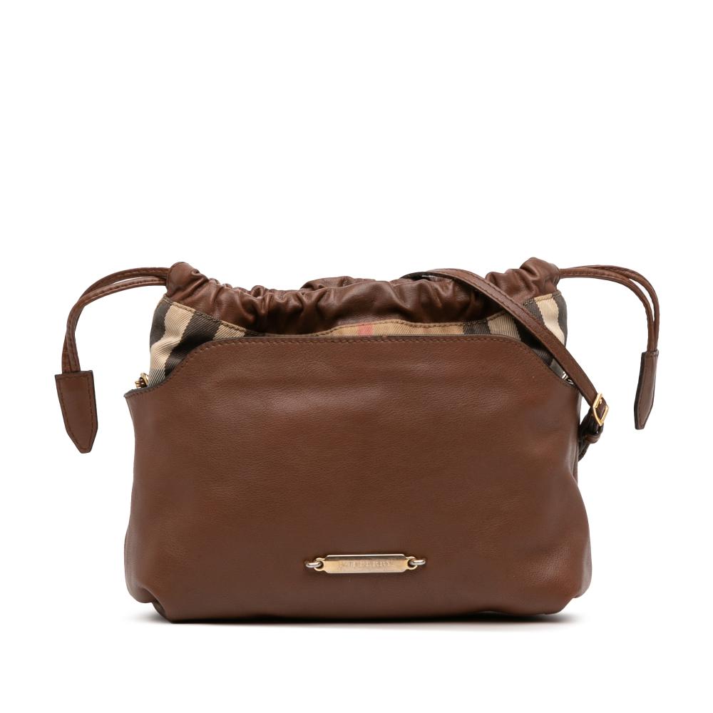 Burberry B Burberry Brown Calf Leather House Check Canvas and skin Little Crush Crossbody Italy