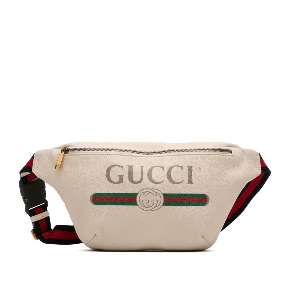 Gucci AB Gucci White Calf Leather Logo Belt Bag Italy