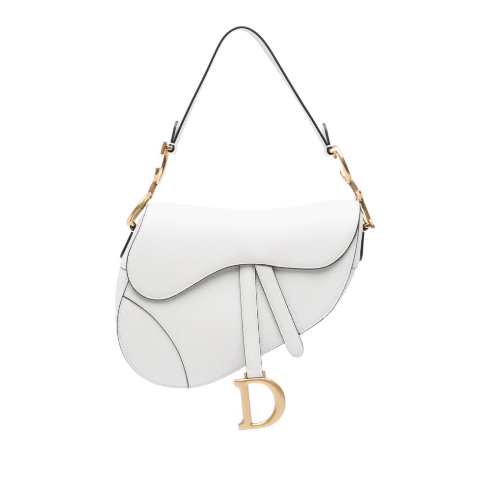Christian Dior B Dior White Calf Leather Grained skin Saddle Bag Italy