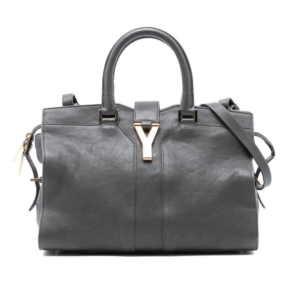 Saint Laurent B Saint Laurent Gray Sheepskin Leather Leather Small Sheepskin Cabas Chyc Satchel Italy