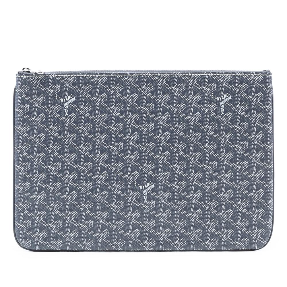 Goyard AB Goyard Gray Coated Canvas Fabric Goyardine Senat MM France