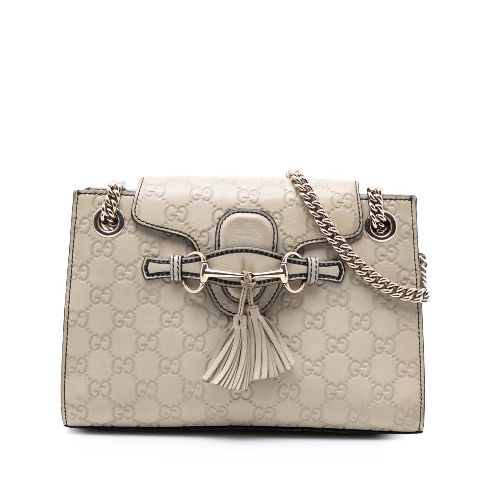 Gucci B Gucci White Off White Calf Leather Small Guccissima Emily Shoulder Bag Italy
