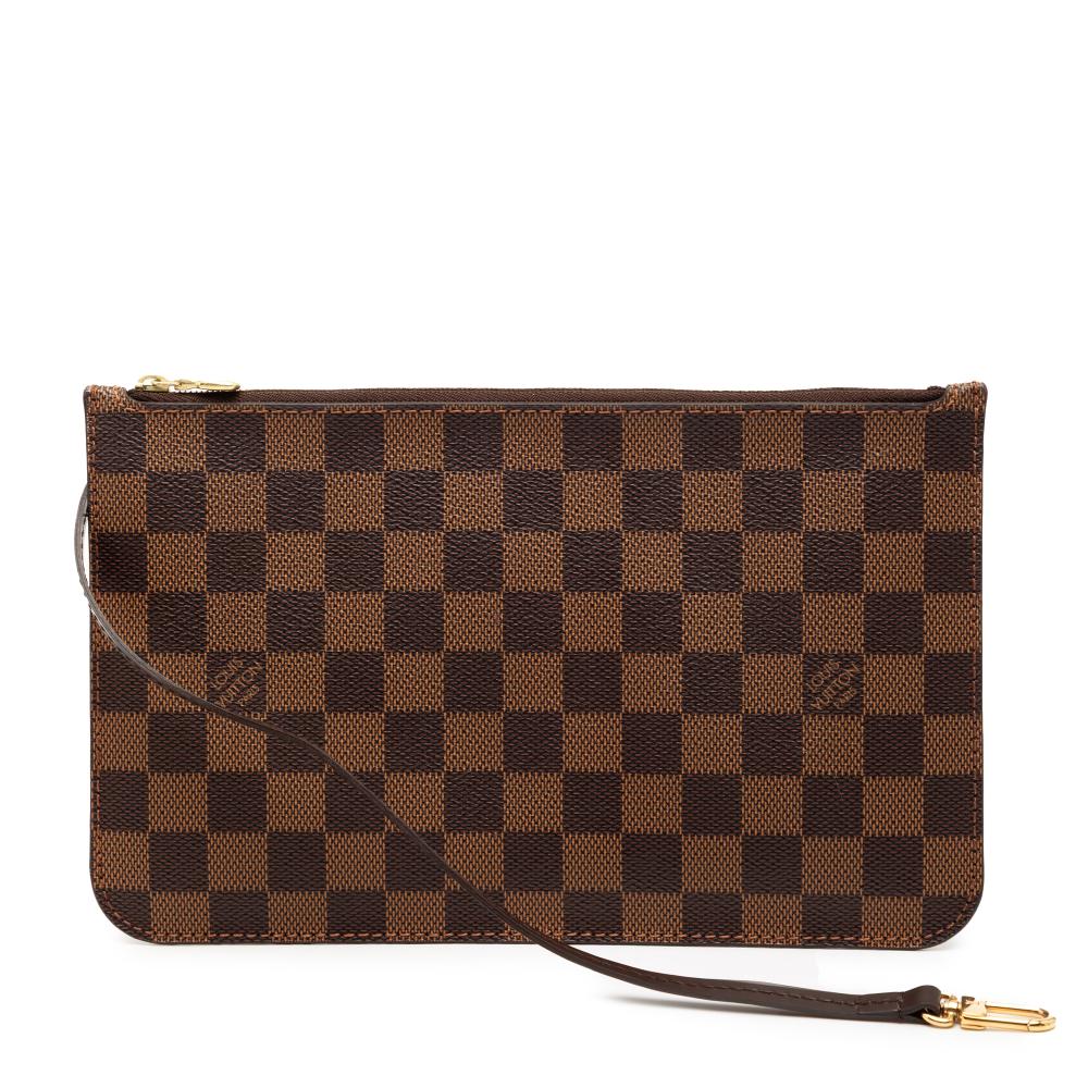 Louis Vuitton AB Louis Vuitton Brown Damier Canvas Fabric Damier Ebene Neverfull MM Pouch France