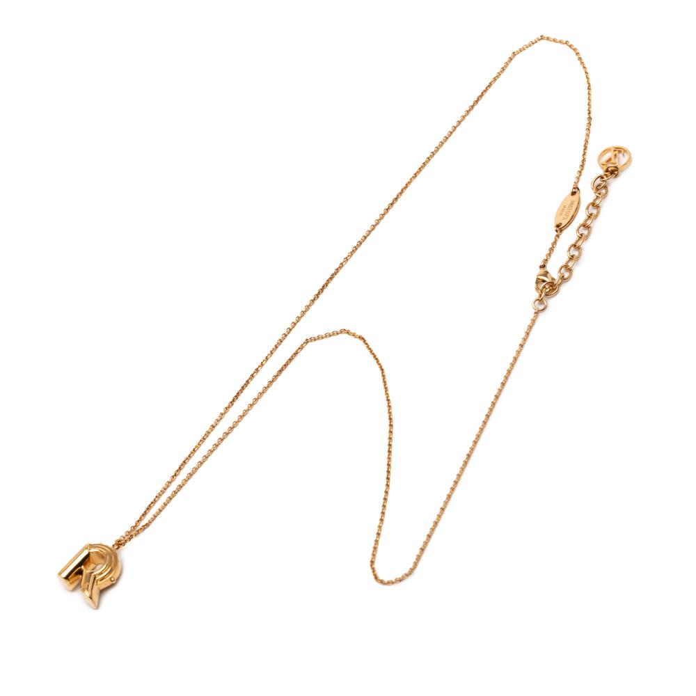 Louis Vuitton AB Louis Vuitton Gold Gold Plated Metal LV and Me Letter R Pendant Necklace Italy