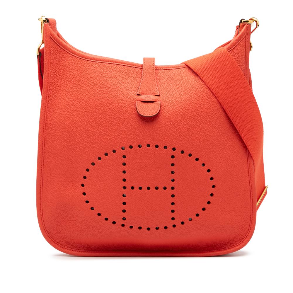 Hermès AB Hermès Orange Red Orange Calf Leather Clemence Evelyne III 29 France