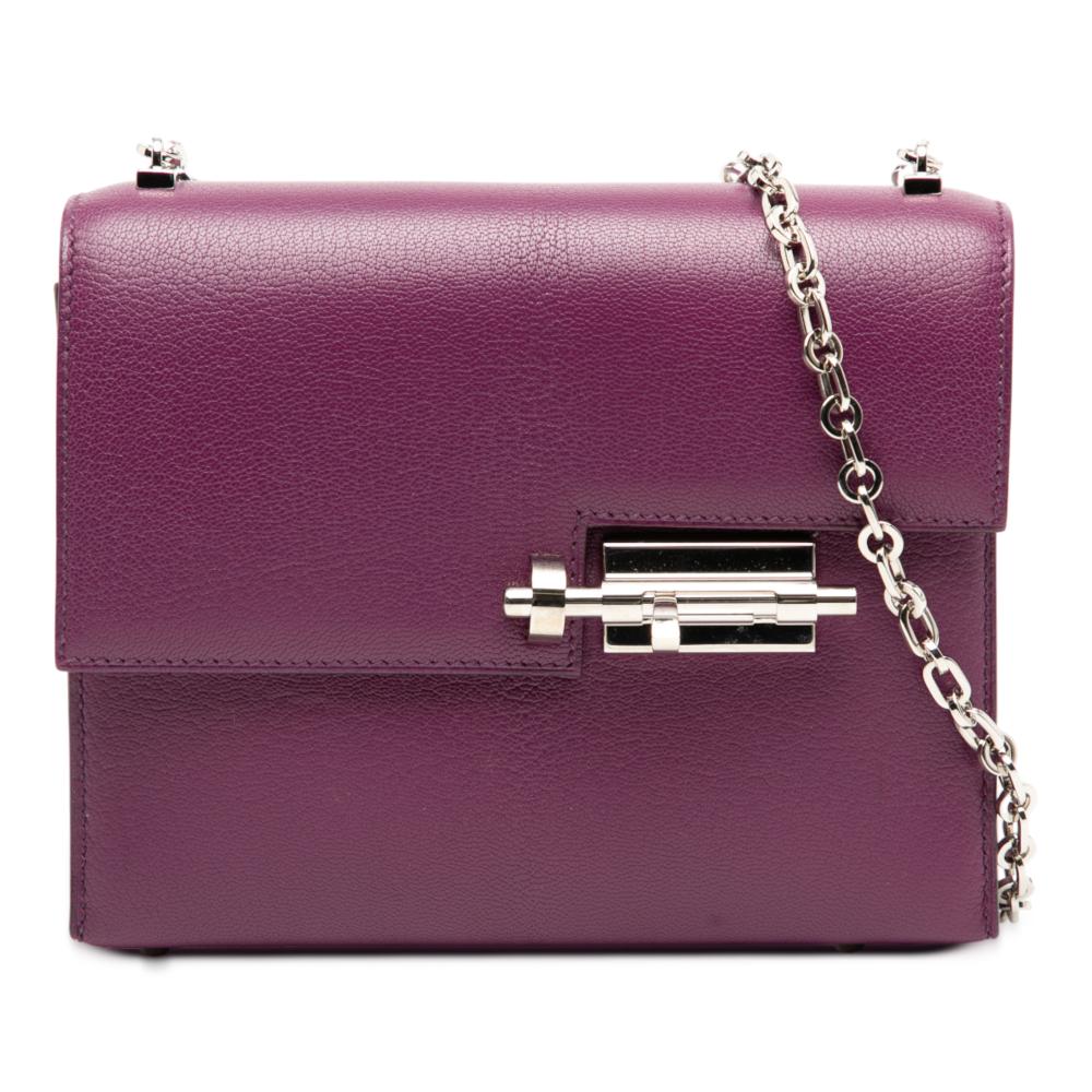 Hermès AB Hermès Purple Dark Purple Goatskin Leather Mini Chevre Mysore Verrou Chaine France