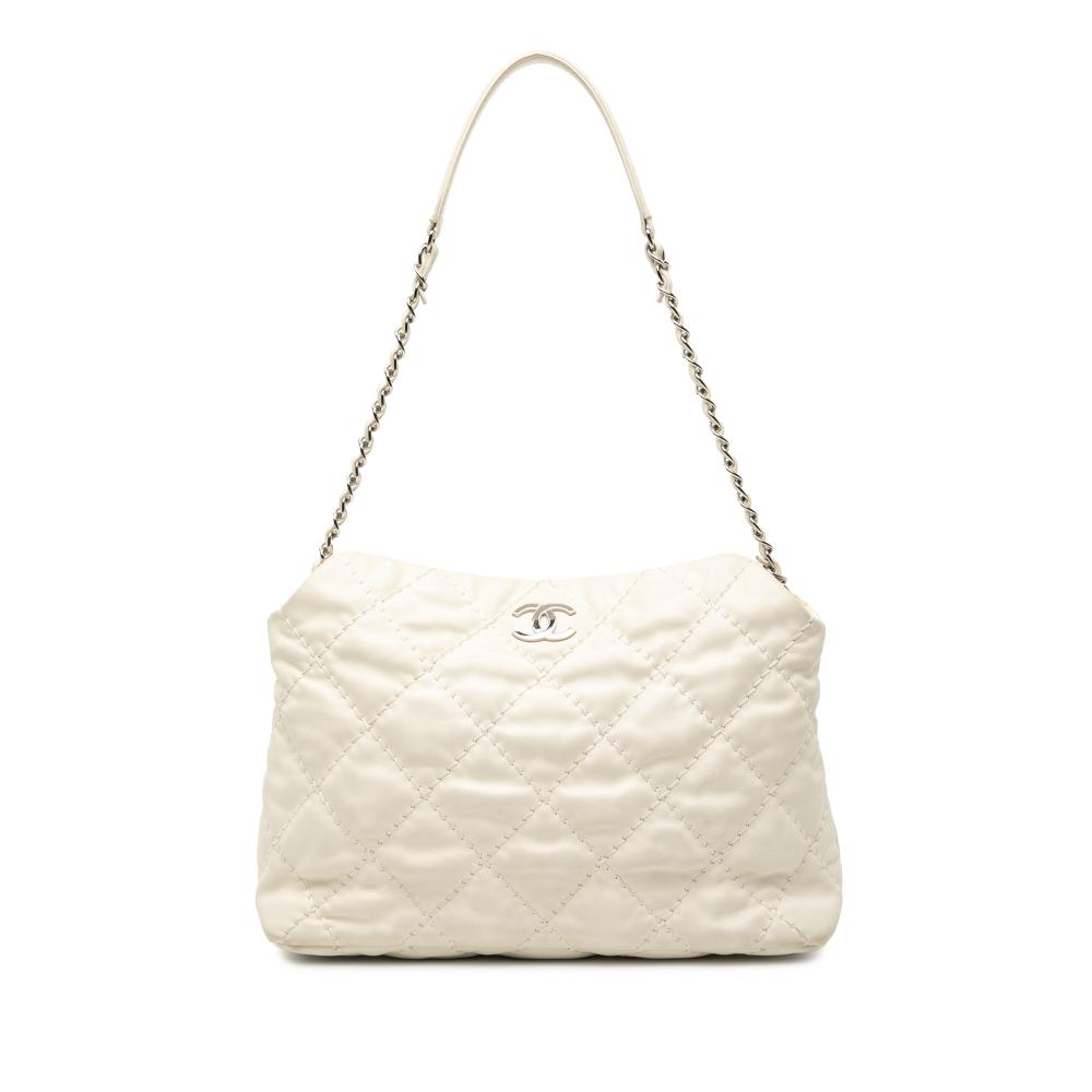 Chanel B Chanel White Ivory Lambskin Leather Leather Quilted Lambskin Love Me Tender Hobo France