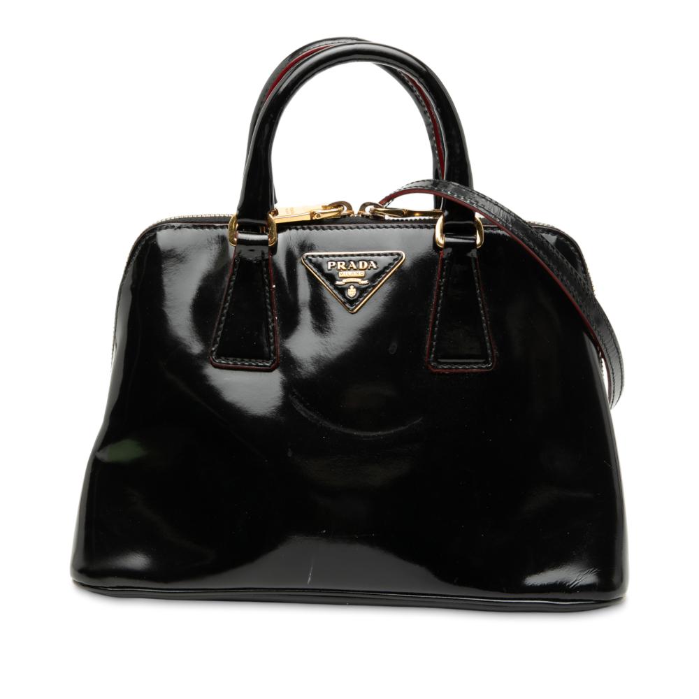 Prada B Prada Black Calf Leather Small Spazzolato Promenade Satchel Italy