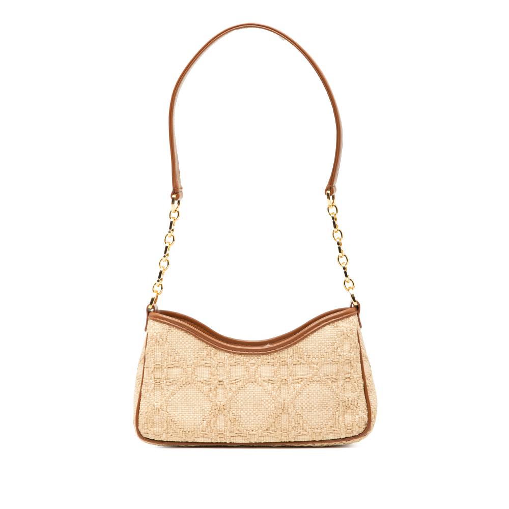 Christian Dior AB Dior Brown Beige Raffia Natural Material Mini Macrocannage 30 Montaigne Avenue Hobo Italy