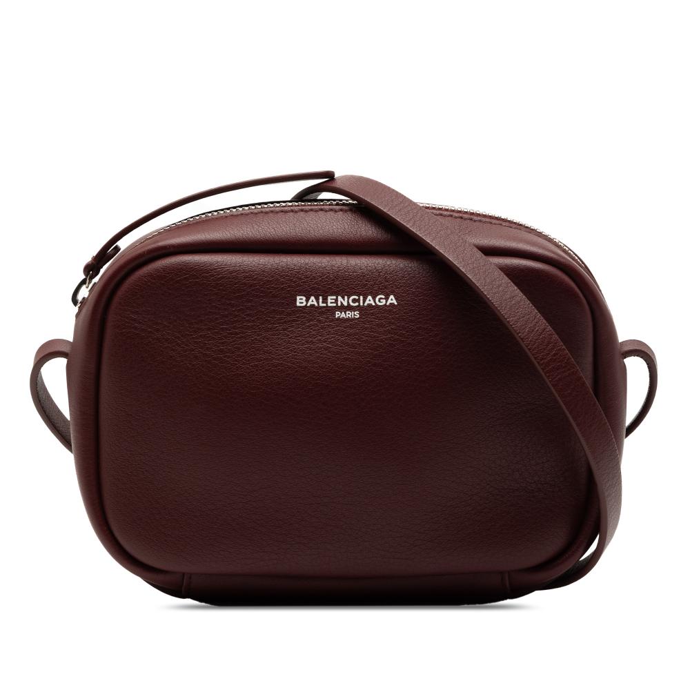 Balenciaga B Balenciaga Red Burgundy Calf Leather XS Everyday Camera Bag Italy