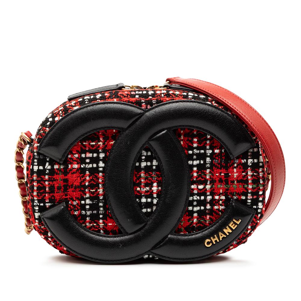 Chanel AB Chanel Red with Black Tweed Fabric and Lambskin Coco Midnight Camera Bag Italy