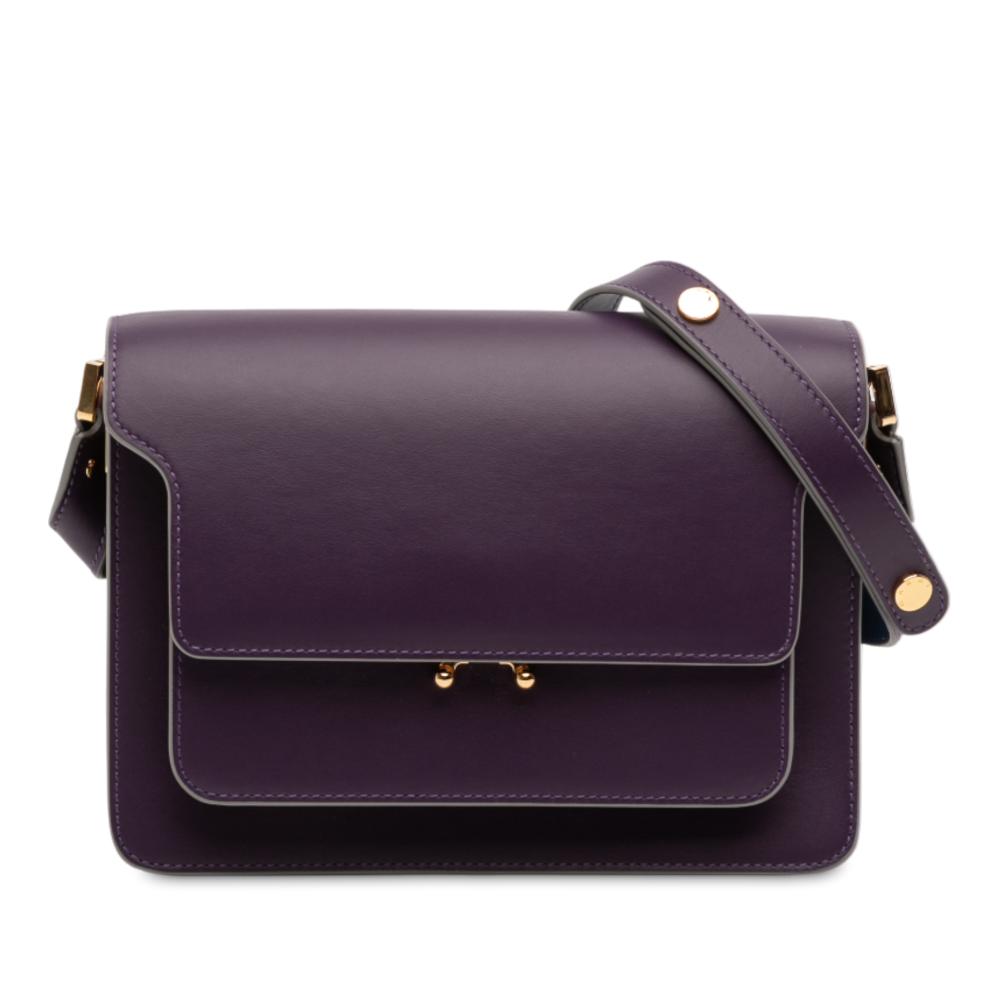 Marni AB Marni Purple Violet Calf Leather Medium Trunk Crossbody Italy
