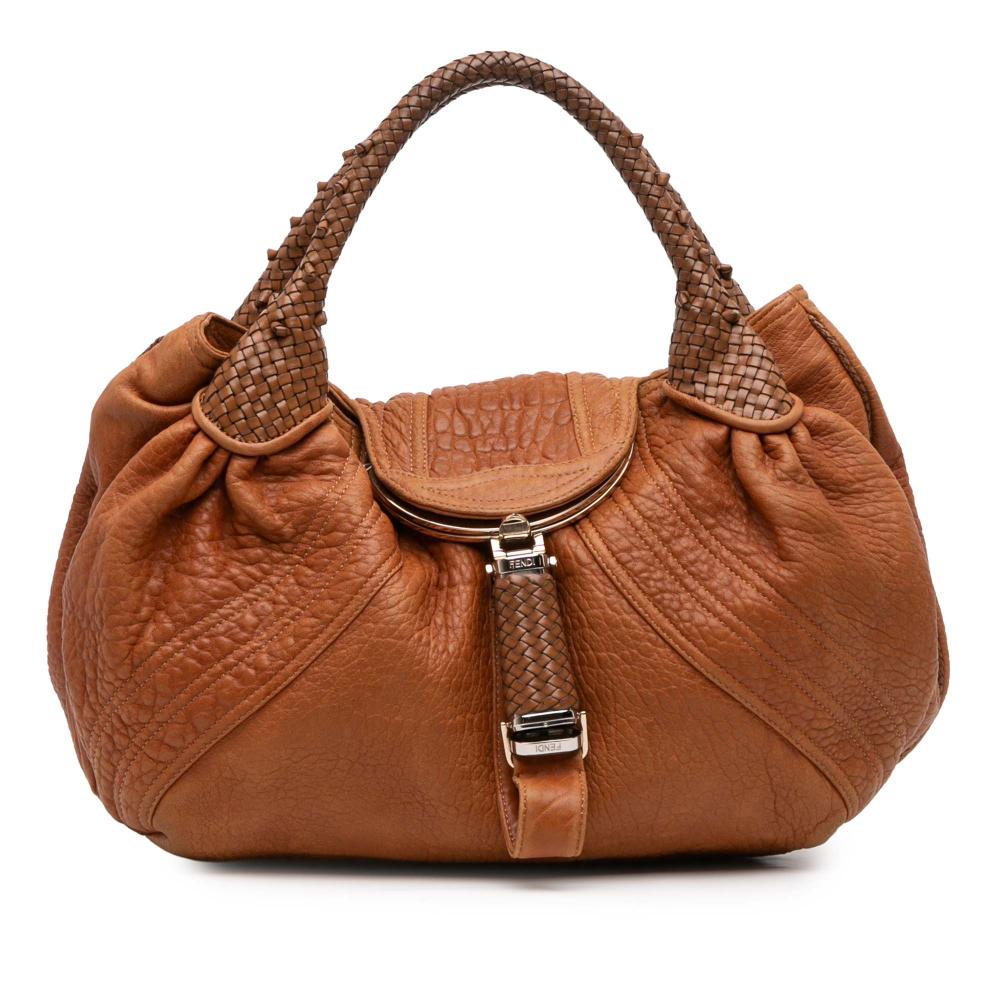 Fendi B Fendi Brown Calf Leather Large Spy Handbag Italy