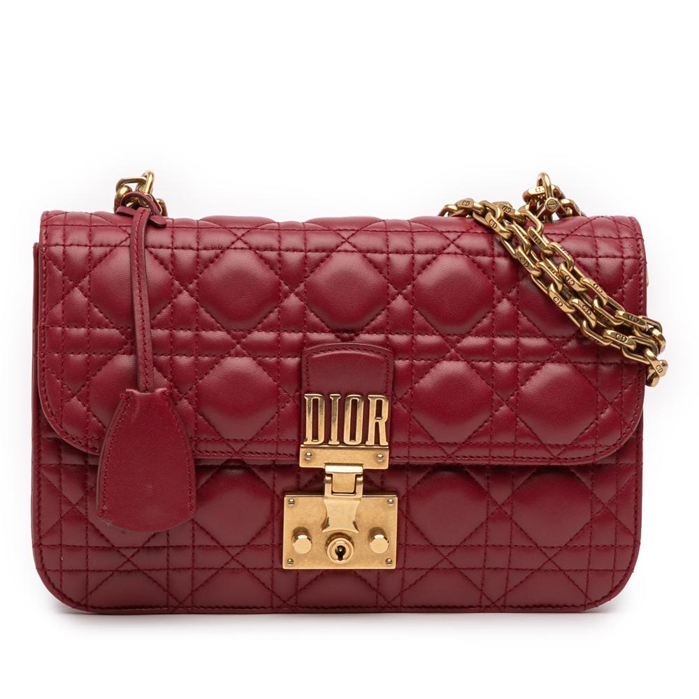 Christian Dior AB Dior Red Lambskin Leather Leather Medium Lambskin Cannage DiorAddict Flap Italy