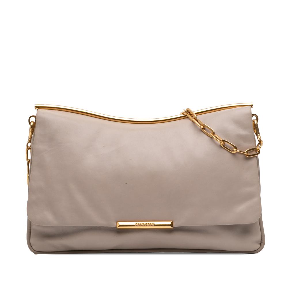 Miu Miu B Miu Miu Gray Lambskin Leather Leather Shoulder Bag Turkey