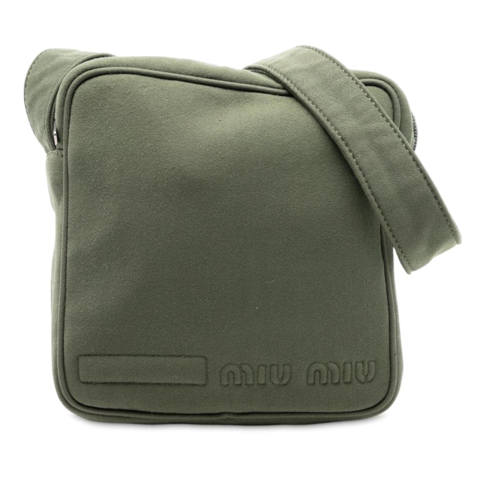 Miu Miu B Miu Miu Green Cotton Fabric Jersey Logo Crossbody Italy