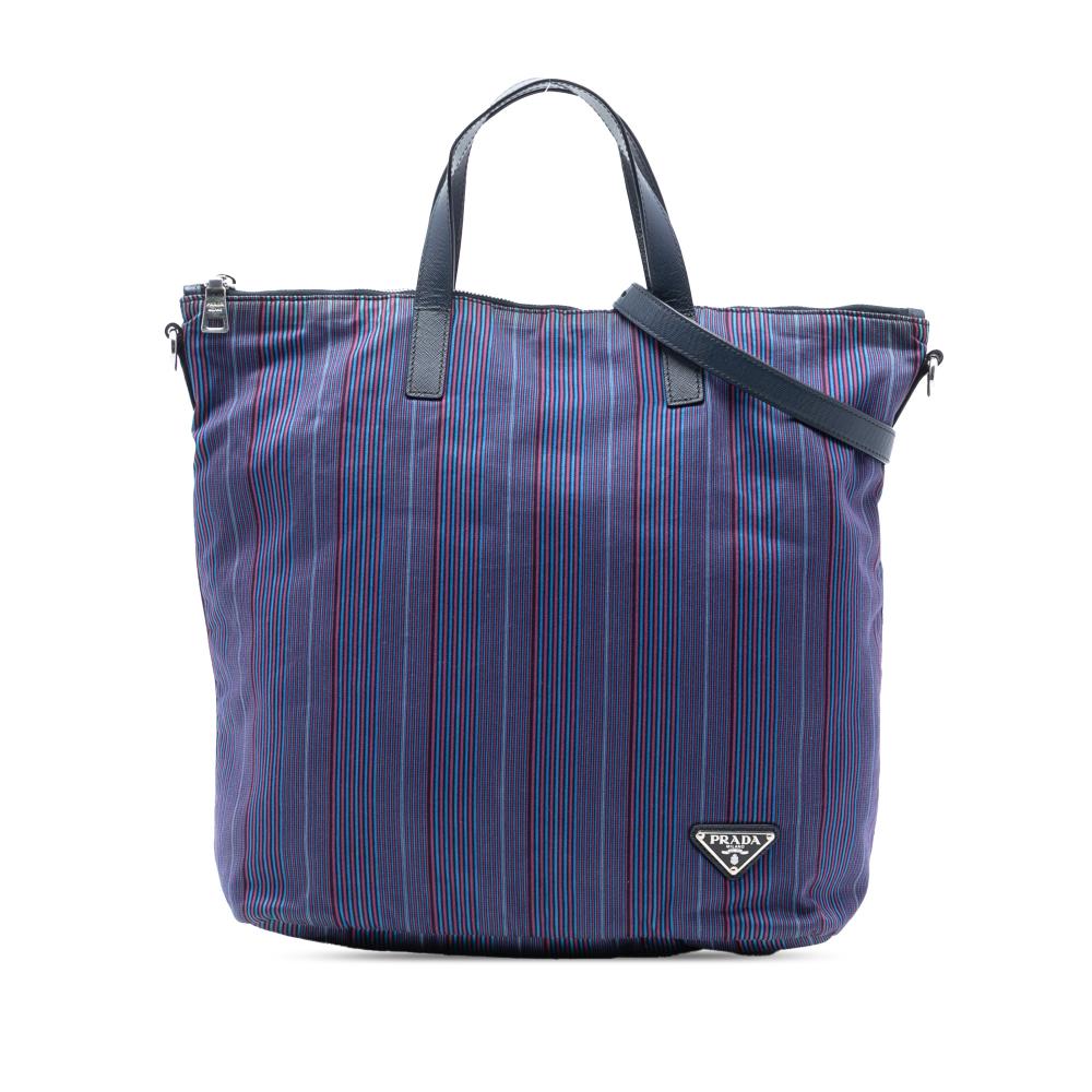 Prada B Prada Blue with Multi Nylon Fabric Tessuto Stampato Satchel Italy