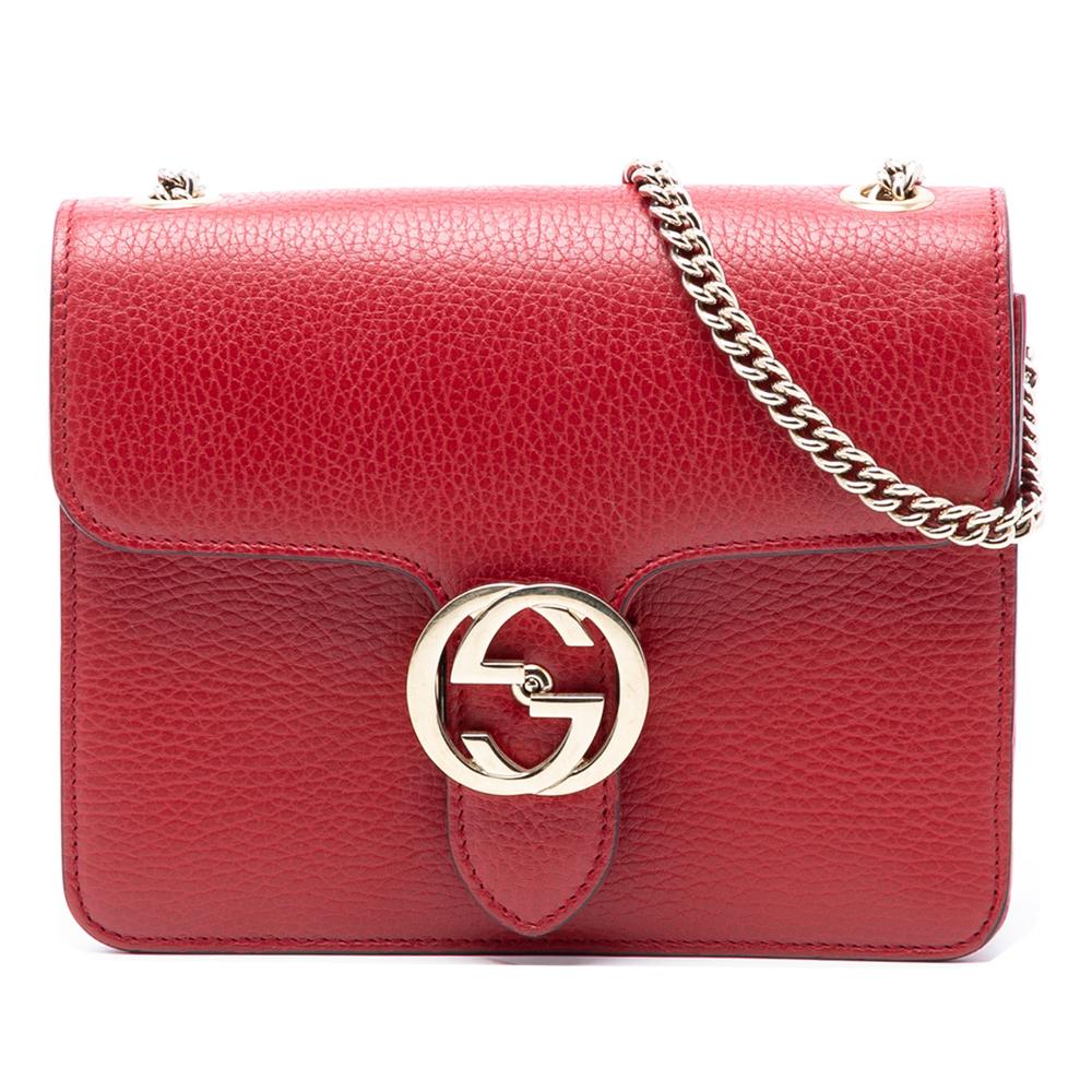 Gucci AB Gucci Red Calf Leather Small Dollar skin Interlocking G Crossbody Italy
