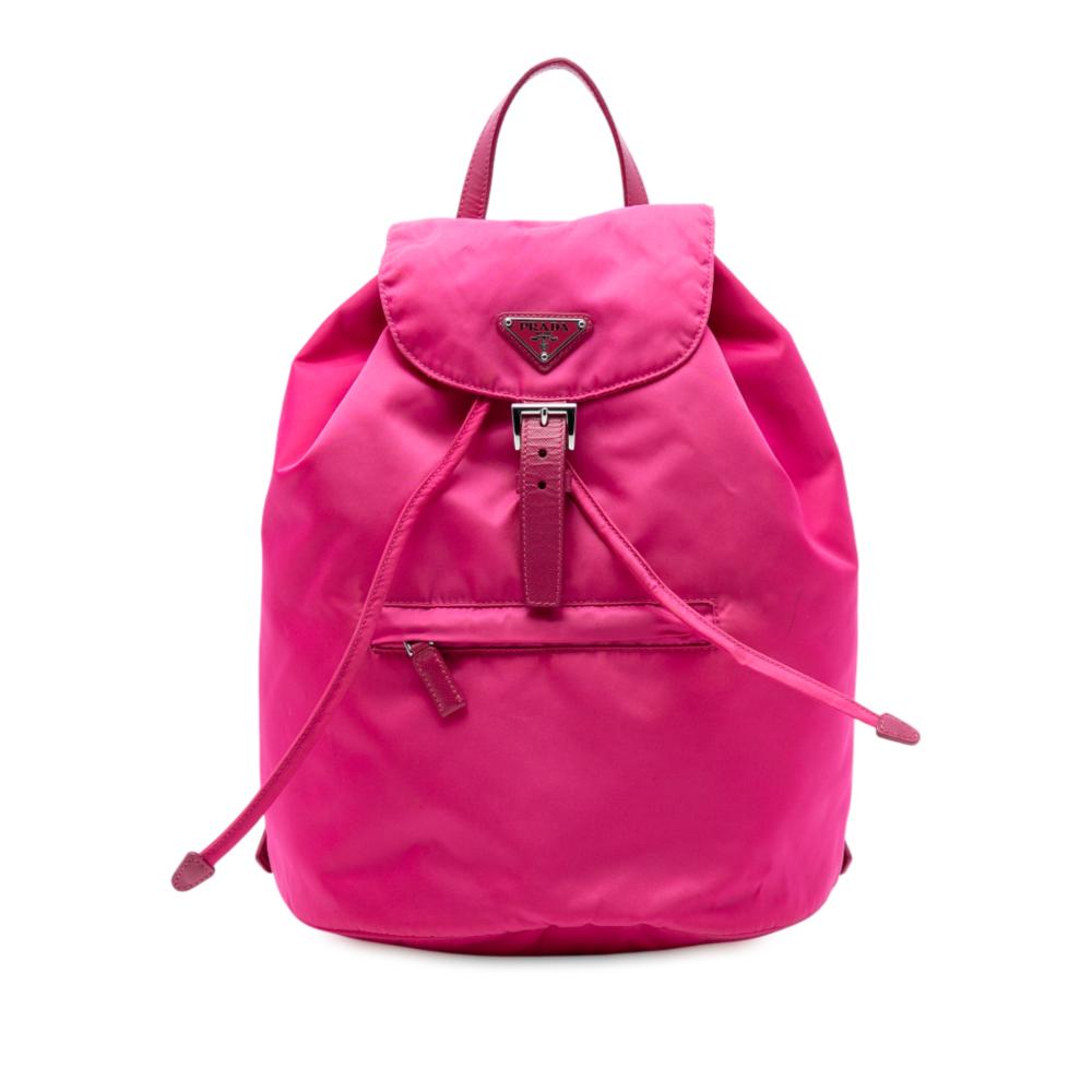 Prada B Prada Pink Nylon Fabric Tessuto Drawstring Backpack Italy