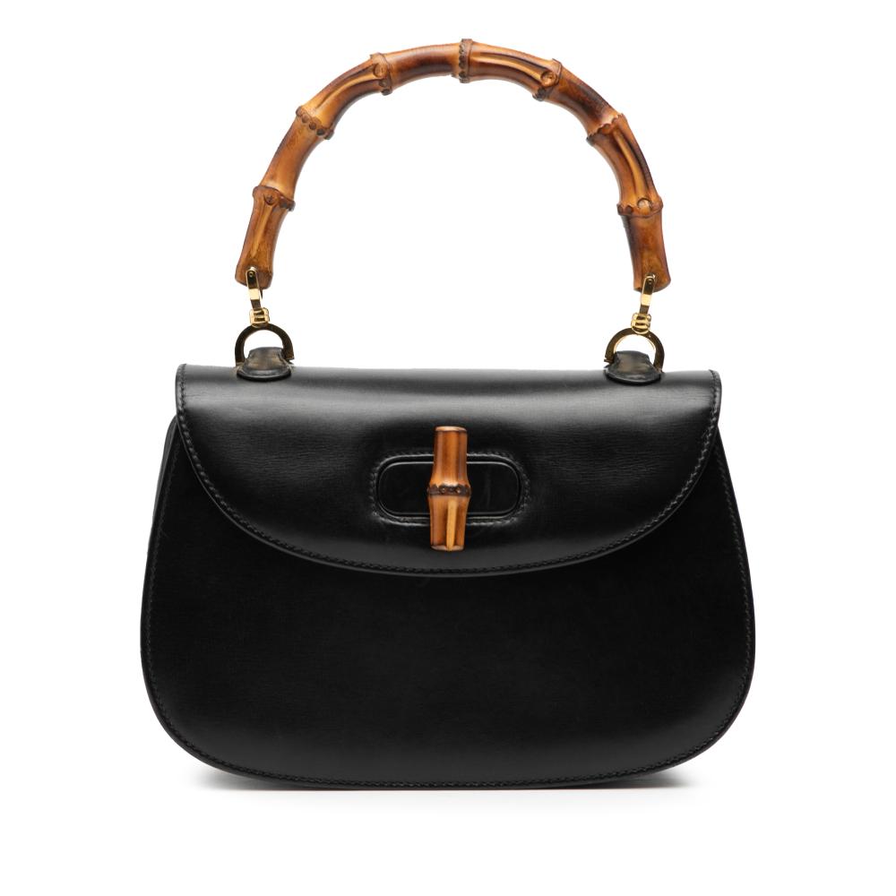 Gucci B Gucci Black Calf Leather skin Bamboo Night Italy