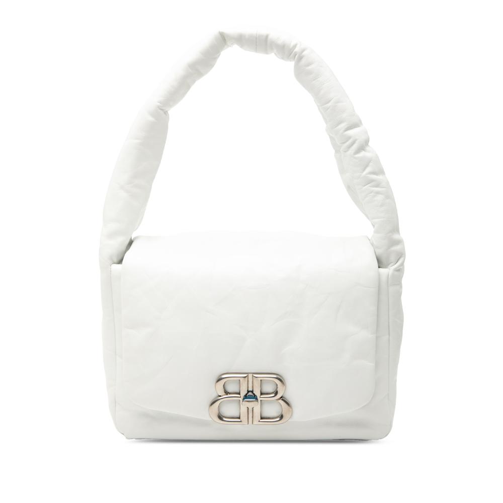 Balenciaga AB Balenciaga White Calf Leather Small skin Monaco Sling Shoulder Bag Italy