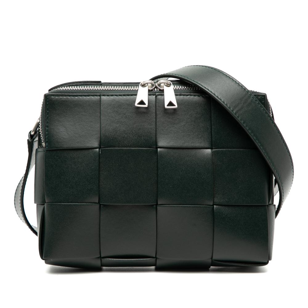 Bottega Veneta Green Nappa Maxi Intrecciato Cassette Camera Bag Italy