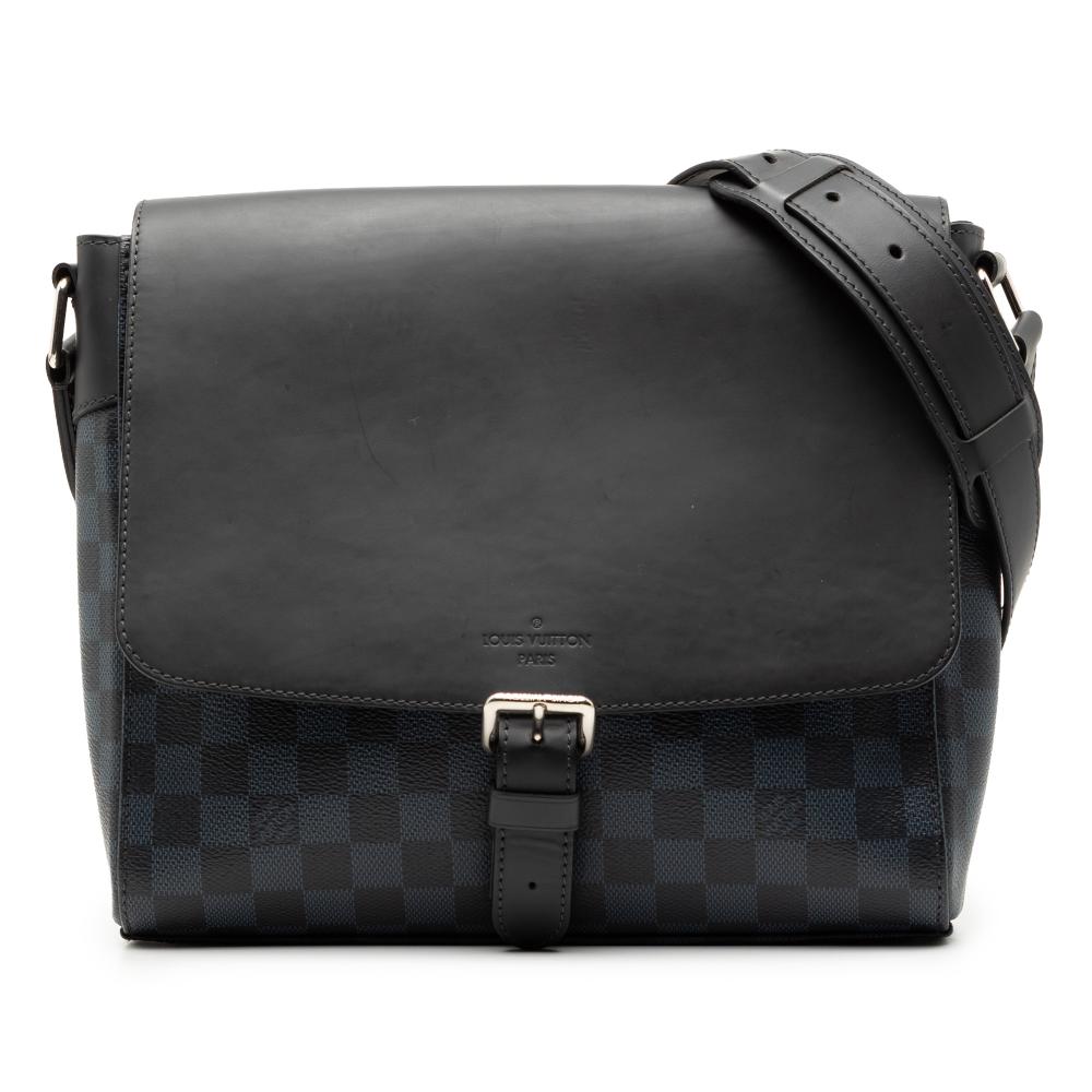 Louis Vuitton B Louis Vuitton Black with Blue Damier Canvas Fabric Damier Cobalt Newport Messenger PM France