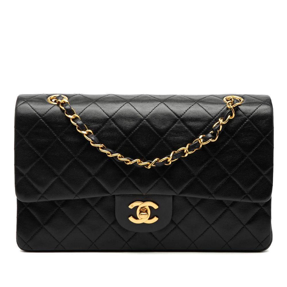 Chanel B Chanel Black Lambskin Leather Leather Medium Classic Lambskin Double Flap France