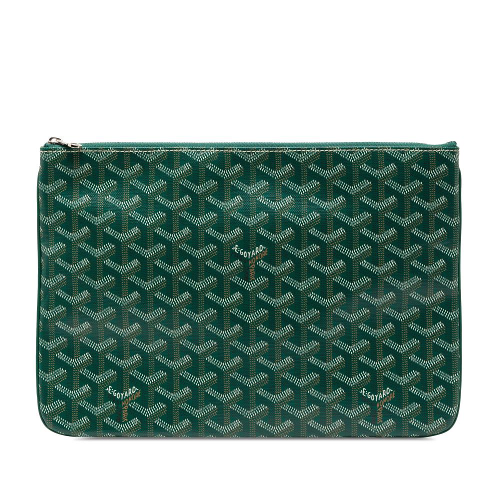 Goyard AB Goyard Green Coated Canvas Fabric Goyardine Senat MM France