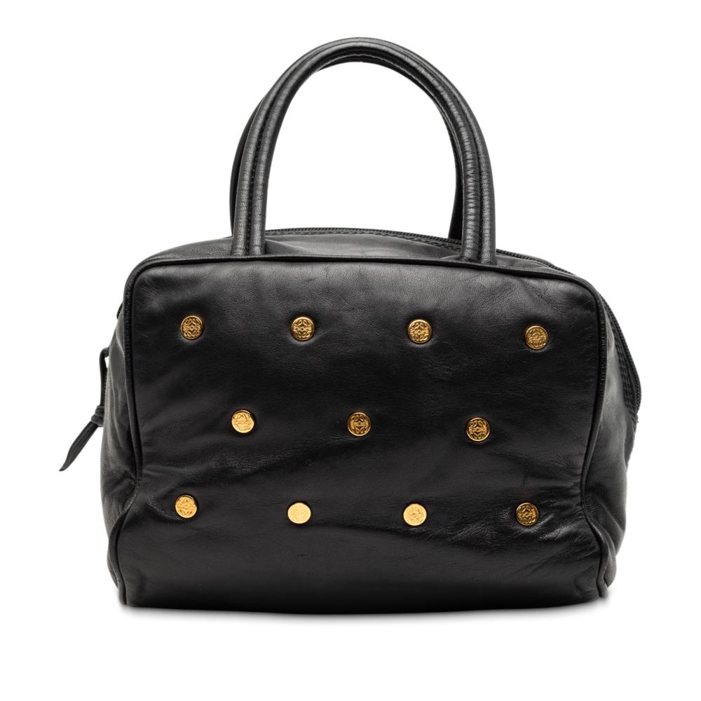Loewe B LOEWE Black Calf Leather Anagram Studs Handbag Spain