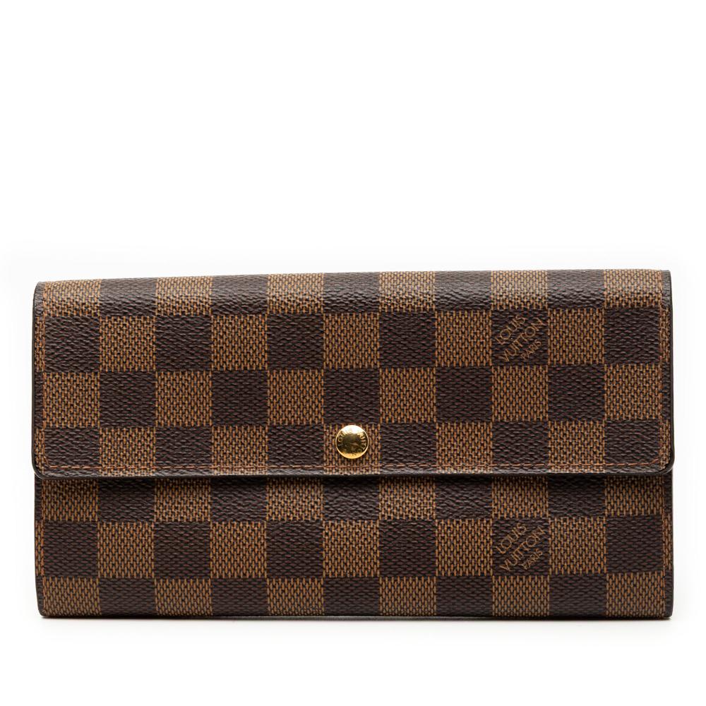 Louis Vuitton AB Louis Vuitton Brown Damier Canvas Fabric Damier Ebene Sarah Long Wallet Spain